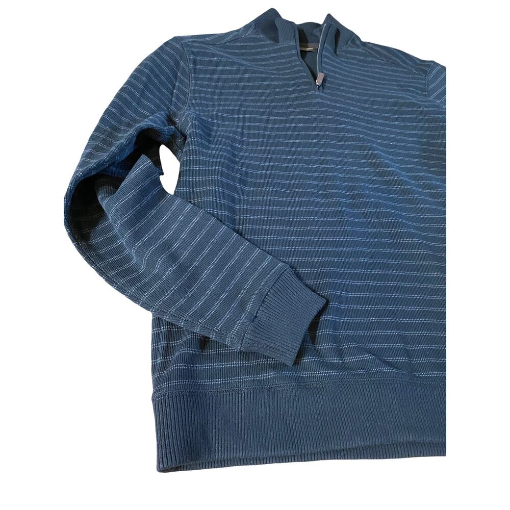 Tasso Elba Men's half Zip Marled Textured Knit Sweater Blue Size Medium - Picture 10 of 10